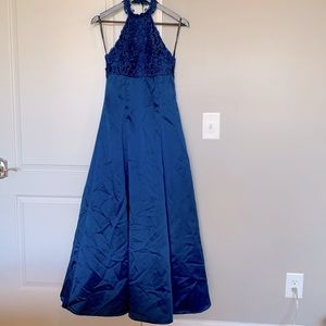 Zum Zum Royal Blue High Neck Decorative Vintage Formal Dress 9/10